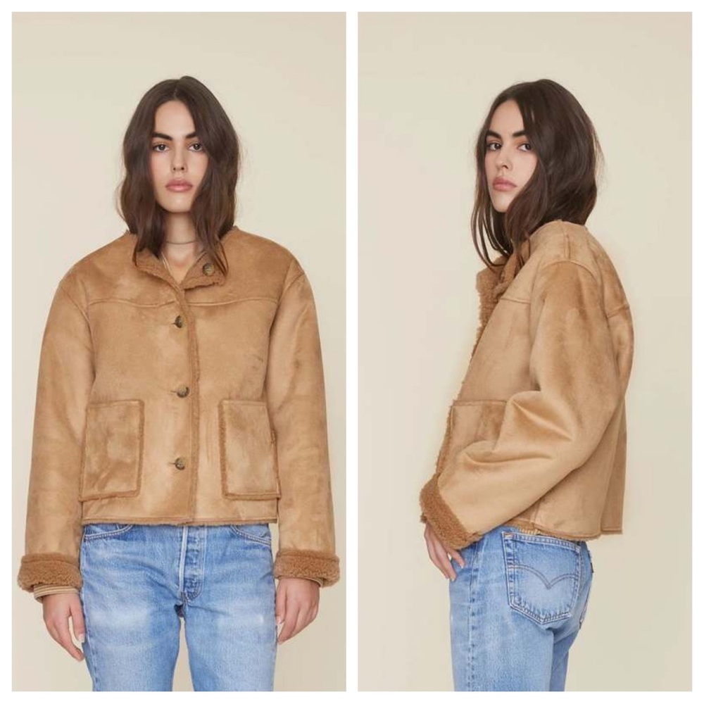 XiRENA Tan Shearling-Trim Sukey Jacket